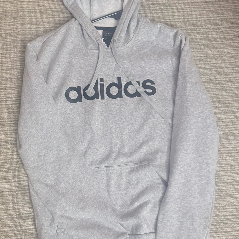 adidas Gray Logo Hoodie Sweatshirt